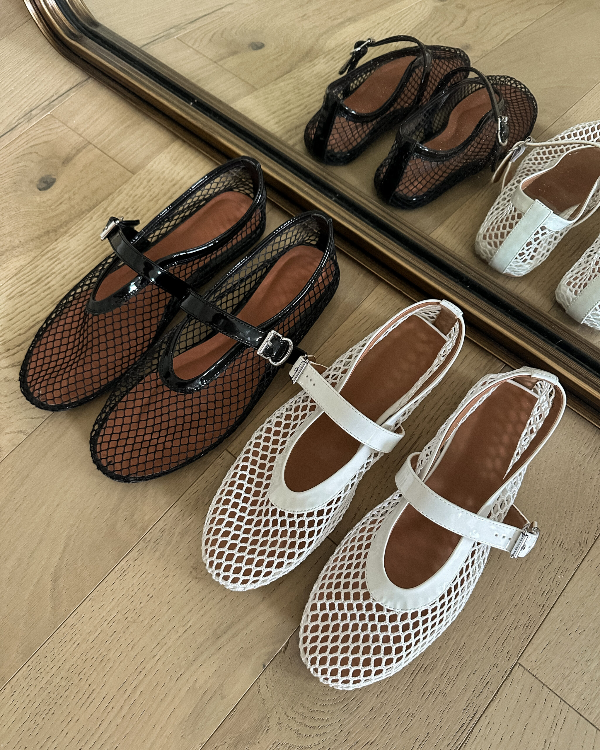 Amazon Mesh Ballet Flats Black and White