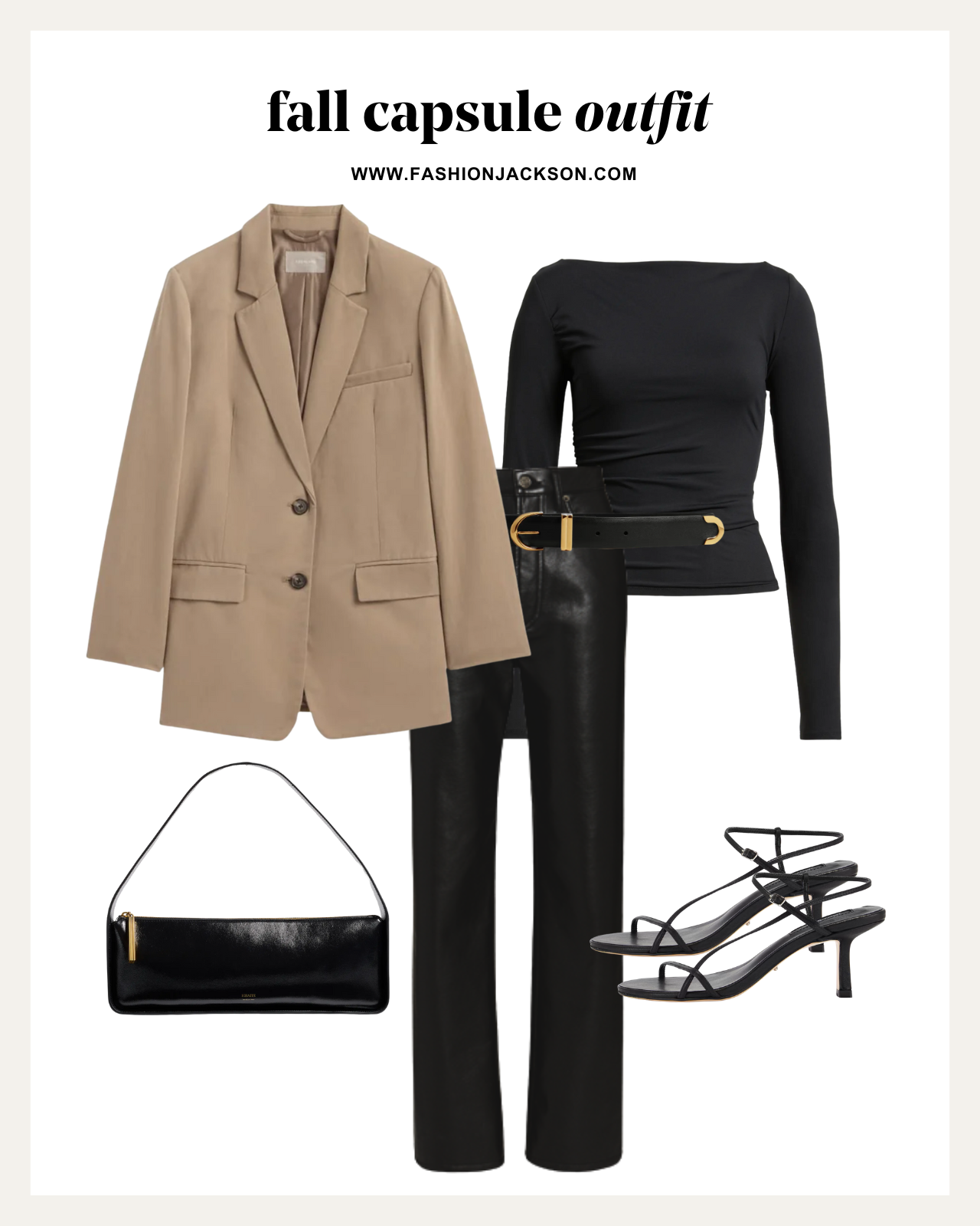 fall capsule wardrobe camel boyfriend blazer outfit