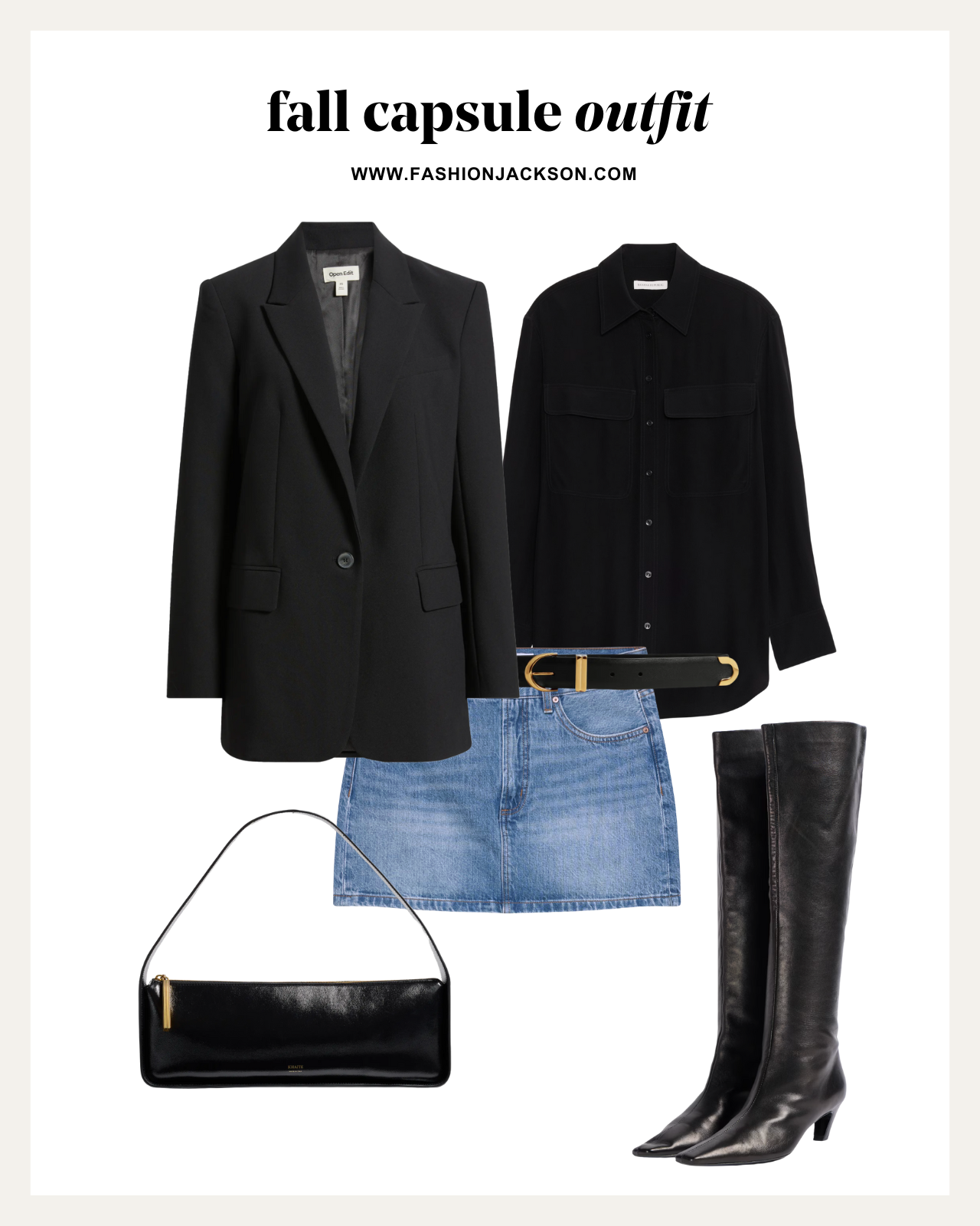 fall capsule wardrobe black boyfriend blazer outfit