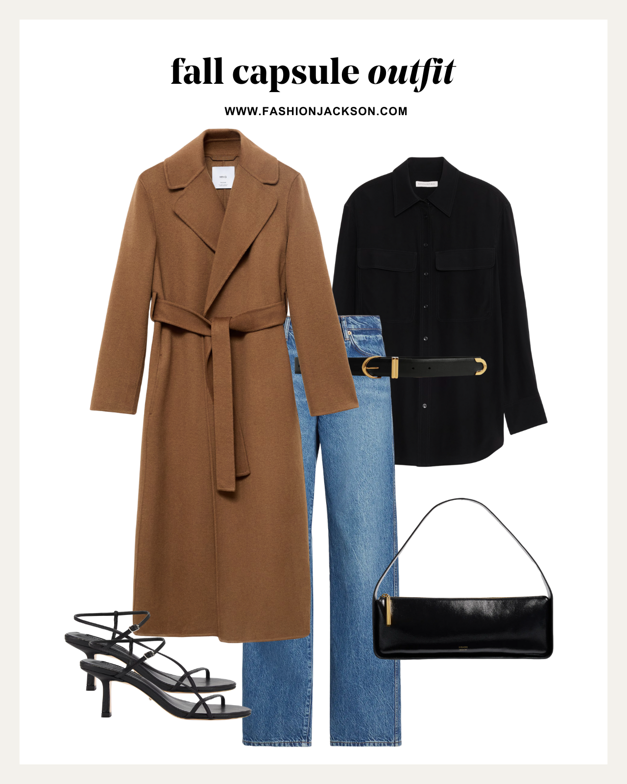 fall capsule wardrobe brown wrap coat outfit