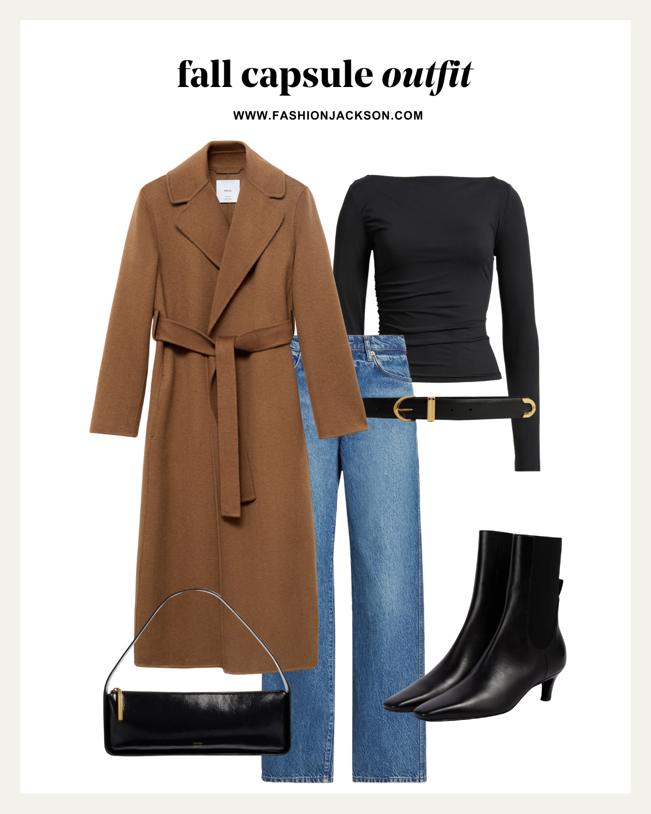 fall capsule wardrobe brown wrap coat outfit
