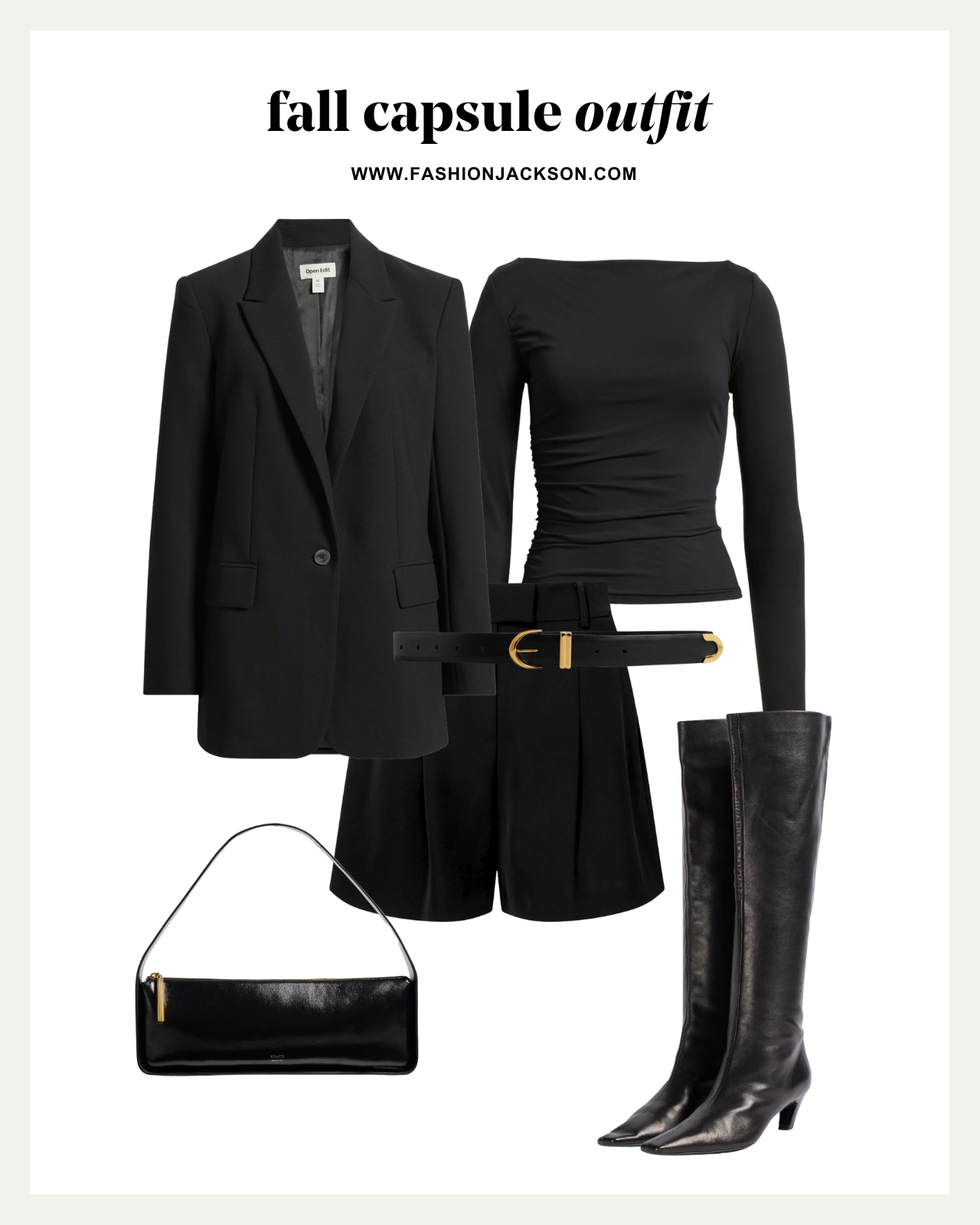 fall capsule wardrobe black boyfriend blazer outfit