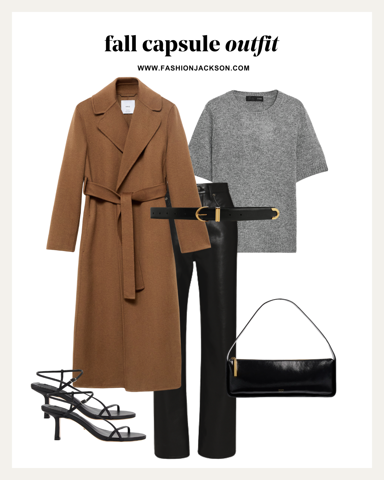 fall capsule wardrobe brown wrap coat outfit